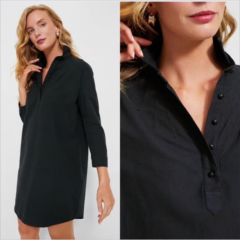 Pomander Place by Tuckernuck Polly Black Cotton Shirt Dress XS